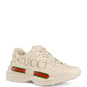 Gucci Cream Sneakers with Green and Red Accents